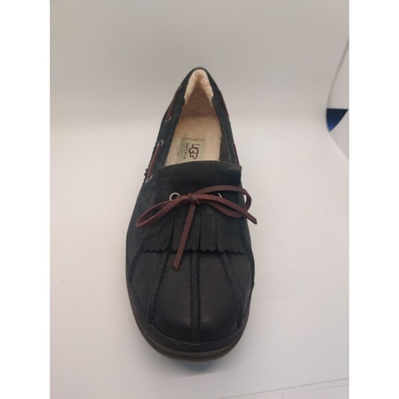 Ugg Australia Womens Sz 7.5 Haylie Oiled Leather Fringe Slipon Duck Shoe Leather - Picture 10 of 14